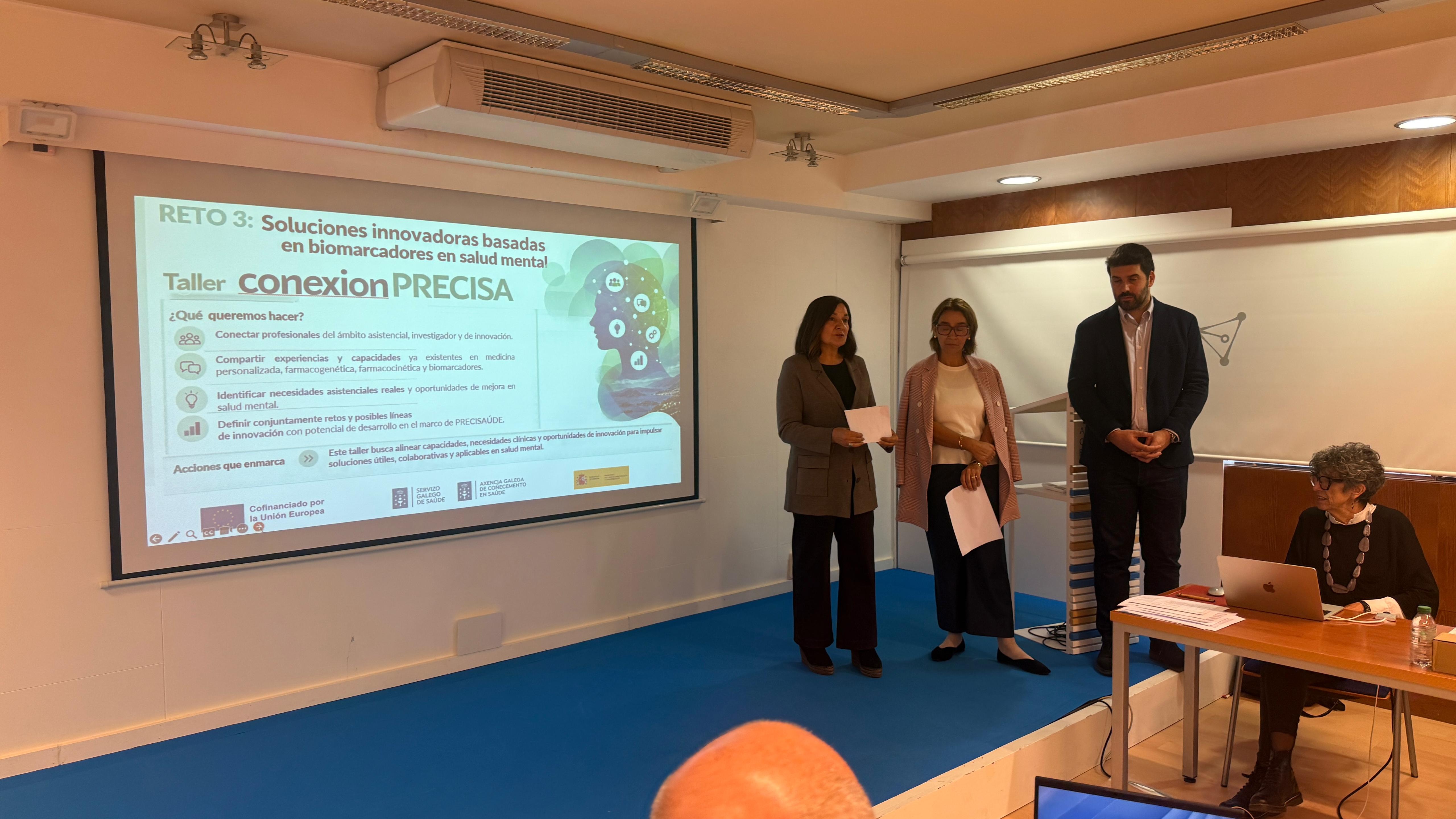 Celebramos o primeiro taller de ConexiónPRECISA no eido da busca de solucións baseadas en biomarcadores de saúde mental onde profesionais asistenciais e da I+D+i compartiron novas vías de innovación a partir da súa práctica clínica e investigadora